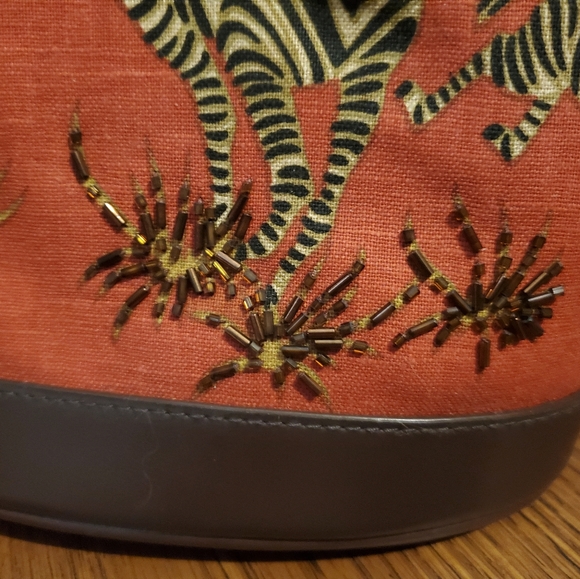 LIZ CLAIBORNE Savannah theme zebra crossbody beaded purse handbag NWT - Picture 3 of 13